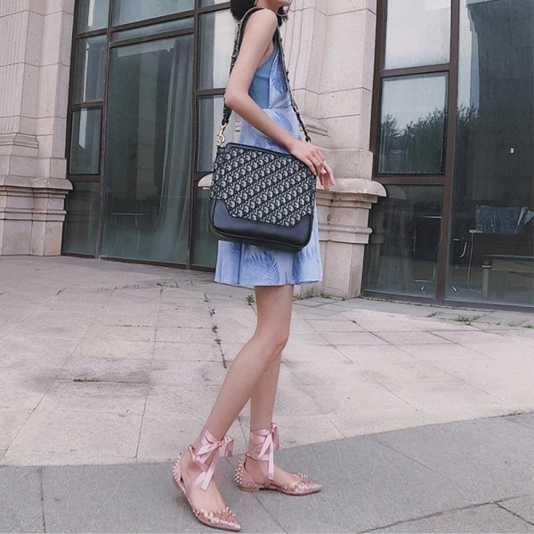Chic / Belle Rose Bonbon Désinvolte Plate Chaussures Femmes 2020 Noeud Rivet À Bout Pointu