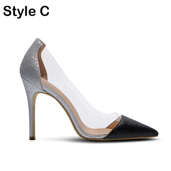 Charming Silver Evening Party Sequins Pumps 2020 10 cm Stiletto Heels Pointed Toe Pumps