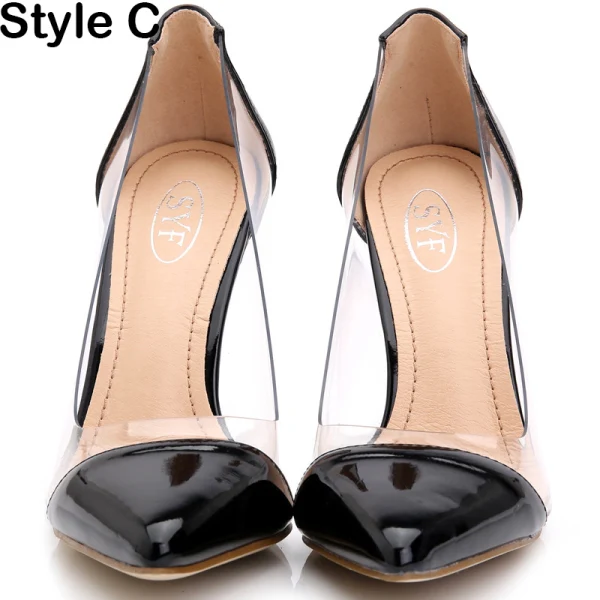 Transparent Red Evening Party Pumps 2020 10 cm Stiletto Heels Pointed Toe Pumps
