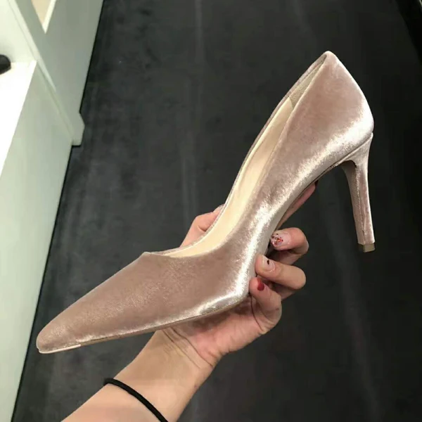 Modest / Simple Ink Blue Office OL Pumps 2020 Suede 6 cm Stiletto Heels Pointed Toe Pumps
