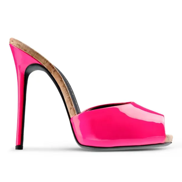 Classy Fuchsia Street Wear Leather Womens Sandals Stiletto Heels 9 cm 2020 Open / Peep Toe Sandals