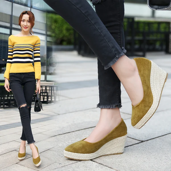 Modest / Simple Black Casual Braid Womens Shoes 2020 10 cm Wedges Pointed Toe