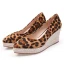 Chic / Beautiful Blushing Pink Street Wear Braid Womens Shoes 2020 Leopard Print 7 cm Wedges Pointed Toe