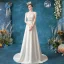 Abordable Ivoire Robe De Mariée 2020 Princesse Encolure Dégagée Perlage Cristal Perle En Dentelle Fleur Sans Manches Train De Balayage
