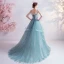 Elegancka Limonkowy Sukienki Na Bal 2020 Princessa Spaghetti Pasy Z Koronki Kwiat Bez Rękawów Bez Pleców Kaskadowe Falbany Trenem Sweep Sukienki Wizytowe