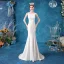 Affordable Ivory Wedding Dresses 2020 Trumpet / Mermaid Square Neckline Pierced Lace Flower Sleeveless Sweep Train