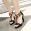 Mode Etnisk Svarta Casual Läder Sandaler Dam 2020 Beading T-Rem 11 cm Stilettklackar Peep Toe Sandaler