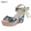 Fashion Red Beach Floral Womens Sandals 2020 Bow 11 cm Wedges Open / Peep Toe Sandals