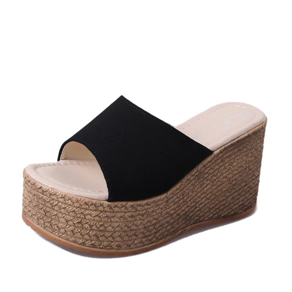 Abordable Vert Désinvolte Tresser Sandales Femme 2020 10 cm Compensées Peep Toes / Bout Ouvert Sandales