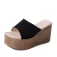 Abordable Vert Désinvolte Tresser Sandales Femme 2020 10 cm Compensées Peep Toes / Bout Ouvert Sandales