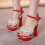 Schöne Weiß Garten / Im Freien Sandalen Damen 2020 Kristall Strass Knöchelriemen 14 cm Thick Heels Peeptoes Sandaletten