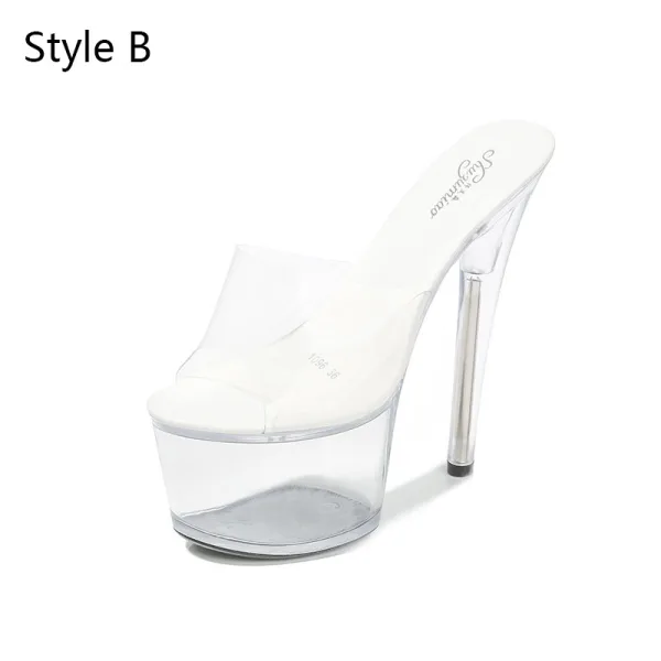 Transparent Blanche Club de carnaval Sandales Femme 2020 17 cm Talons Aiguilles Peep Toes / Bout Ouvert Sandales