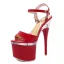Charmant Rot Karneval Club Sandalen Damen 2020 Plateau Lackleder Knöchelriemen 17 cm Stilettos Peeptoes Sandaletten