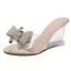 Sexy Silber Datierung Sandalen Damen 2020 Pailletten Schleife 8 cm Keilabsatz Peeptoes Sandaletten