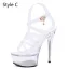 Sexy Weiß Karneval Club Sandalen Damen 2020 X-Riemen 15 cm Stilettos Spitzschuh Sandaletten