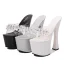 Sexy Blanche Club de carnaval Été Cristal Sandales Femme 2020 Faux Diamant 17 cm Talons Épais Peep Toes / Bout Ouvert Sandales