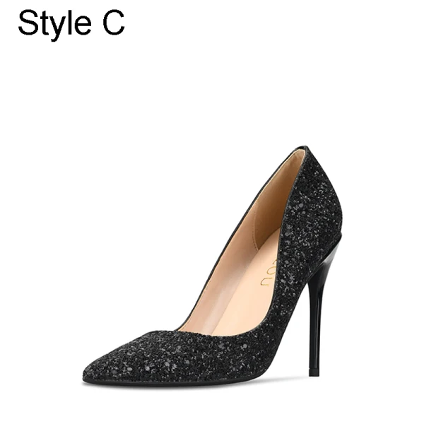 Glittrande Silver Afton Glittriga / Glitter Paljetter Pumps 2021 Läder 10 cm Stilettklackar Spetsiga Pumps Högklackade