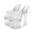 Sexy Transparent Argenté Club de carnaval Cristal Sandales Femme 2020 Faux Diamant 17 cm Talons Épais Peep Toes / Bout Ouvert Sandales