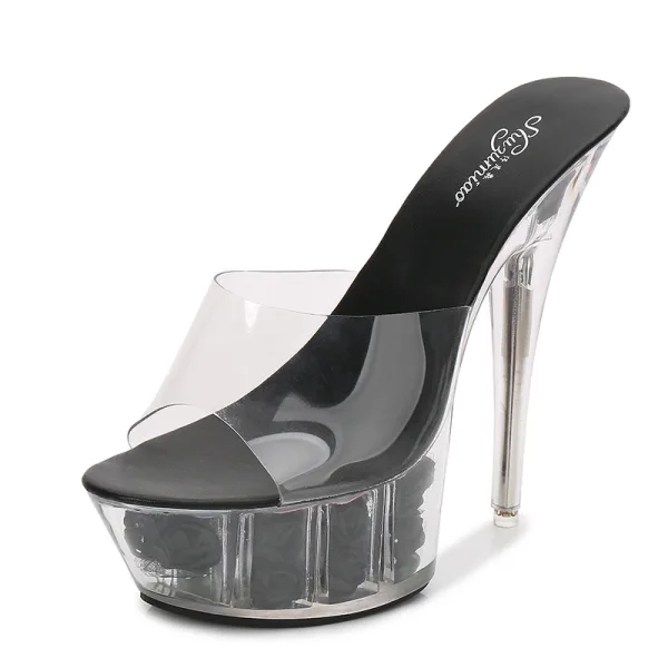 Transparent Blanche Club de carnaval Cristal Sandales Femme 2020 14 cm Talons Aiguilles Peep Toes / Bout Ouvert Sandales