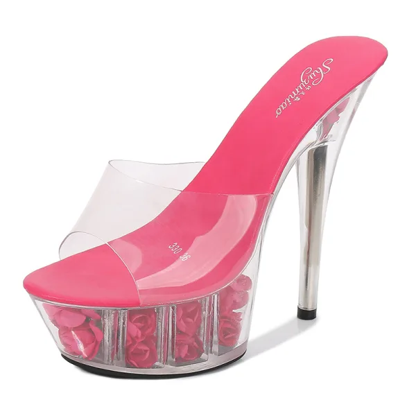 Transparent White Rave Club Womens Sandals 2020 14 cm Stiletto Heels Open / Peep Toe Sandals