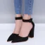 Prisvärd Brun Casual Sandaler Dam 2020 Ankelband 8 cm Tjocka Klackar Spetsiga Sandaler