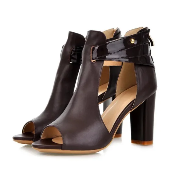 Affordable Black Street Wear Womens Sandals 2020 10 cm Thick Heels Open / Peep Toe Sandals