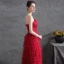 Sexy Red Pleated Evening Dresses  2021 A-Line / Princess Strapless Sleeveless Backless Evening Party Floor-Length / Long Formal Dresses
