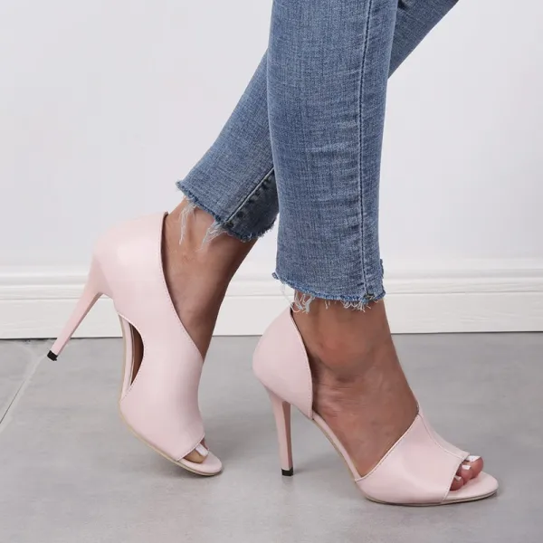 Affordable Black Casual Womens Sandals 2020 8 cm Stiletto Heels Open / Peep Toe Sandals