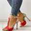 Chic / Beautiful Red Outdoor / Garden Floral Womens Sandals 2020 T-Strap 10 cm Stiletto Heels Open / Peep Toe Sandals