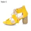 Fashion Yellow Street Wear Beach Womens Sandals 2020 Ankle Strap 7 cm Thick Heels Open / Peep Toe Sandals