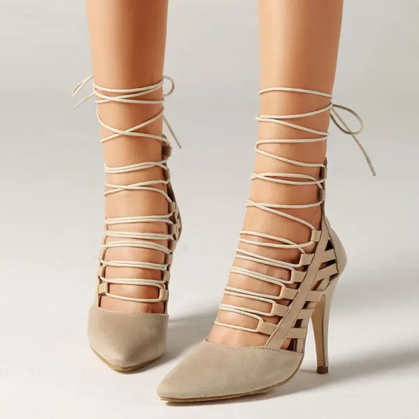 Roman Street Wear Black Pierced Womens Sandals 2020 Suede X-Strap 11 cm Stiletto Heels Pointed Toe Sandals