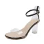 Transparent Schwarz Freizeit Sandalen Damen 2020 Knöchelriemen 7 cm Thick Heels Peeptoes Sandaletten