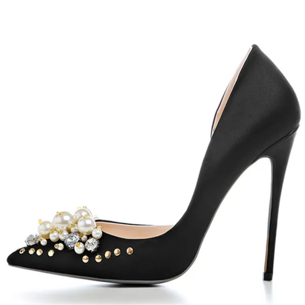 Fashion Champagne Wedding Shoes 2020 Rhinestone Pearl 12 cm Stiletto Heels Pointed Toe Wedding Pumps