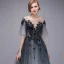 Charmant Dégradé De Couleur Robe De Bal 2018 Princesse Appliques Perlage Cristal Paillettes Encolure Dégagée Manches Courtes Longue Robe De Ceremonie