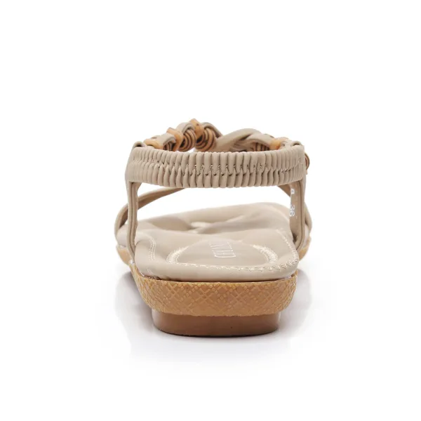 Bohême Romain Beige Plage Pantoufle & Tongs 2020 Peep Toes / Bout Ouvert Plate Chaussures Femmes