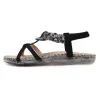 Bohemia Roman Beige Beach Slipper & Flip flops 2020 Rhinestone Open / Peep Toe Flat Womens Shoes