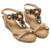 Beige Beach PU Fall Spring Summer Beading Wedges 6 cm Sandals 6 cm Open / Peep Toe Bohemia 2020 Womens Sandals