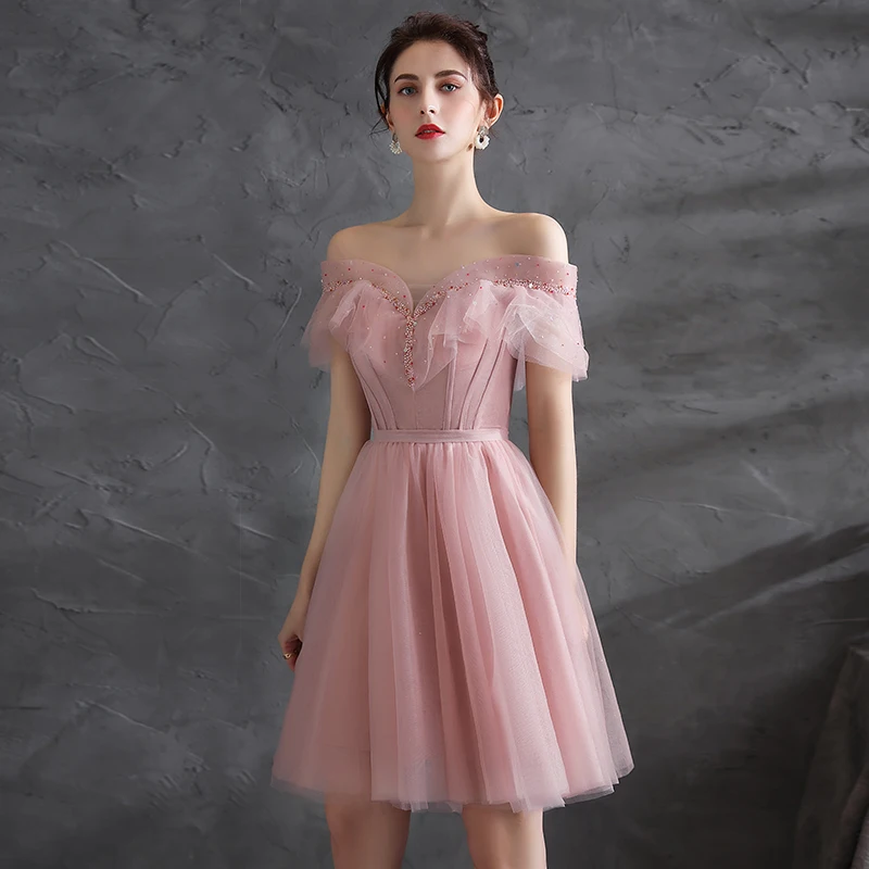 Chic Beautiful Blushing Pink Homecoming Cocktail Dresses Graduation Dresses 2021 A-Line