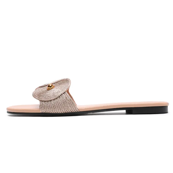 Rimelig Aprikos Casual Flette Slipper & Flip Flops 2020 Flate Peep Toe Damesko