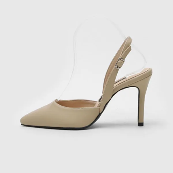 Simple Bureau OL Noire Slingbacks Sandales Femme 2020 10 cm Talons Aiguilles À Bout Pointu Sandales