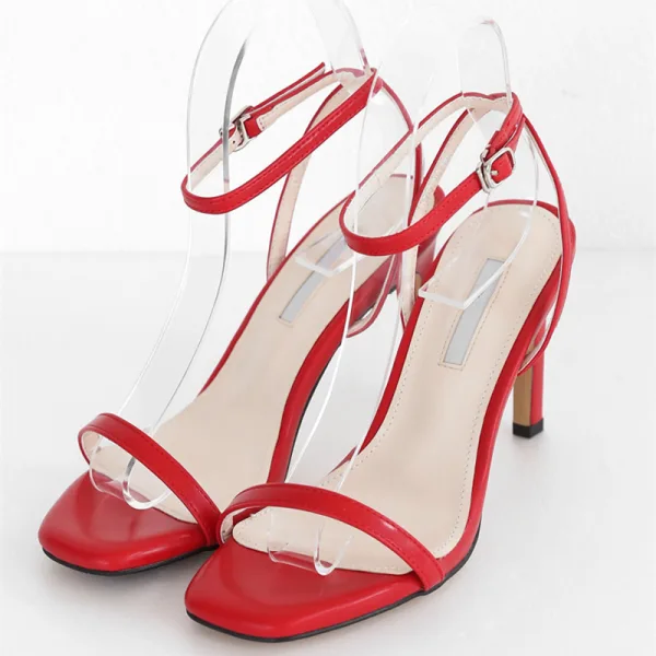 Sexy Silver Street Wear Womens Sandals 2020 Ankle Strap 10 cm Stiletto Heels Open / Peep Toe Sandals