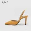 Schlicht Beige Büro OL Slingpumps Sandalen Damen 2020 Wildleder 8 cm Stilettos Spitzschuh Sandaletten