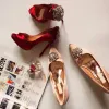Romantic Crystal Wedding Shoes 2017 Stiletto Heels Open / Peep Toe Beading Satin 10 cm Womens Shoes Pumps