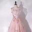 Lovely Blushing Pink Bow Beading Prom Dresses 2024 A-Line / Princess Strapless Sleeveless Backless Floor-Length / Long Prom Formal Dresses