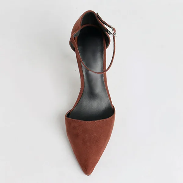 Mode Bruin Kantoor OL Zomer Suede Sandalen Dames 2020 10 cm Naaldhakken / Stiletto Spitse Neus Sandalen