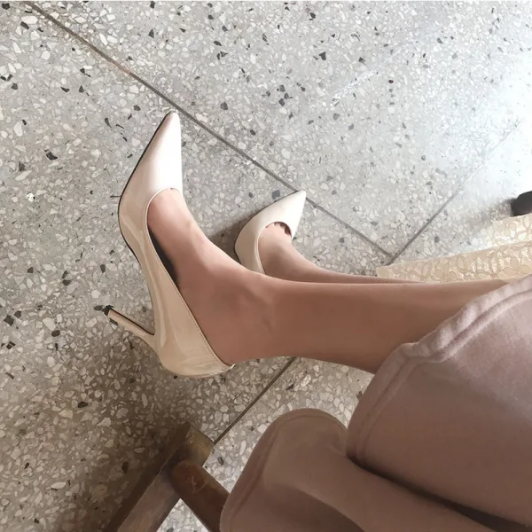 Schöne Gelb Büro OL Pumps 2020 Lackleder 8 cm Stilettos Spitzschuh Pumps