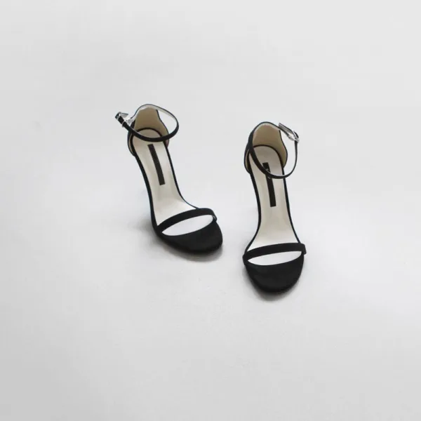 Enkla Sommar Grå Gatukläder Sandaler Dam 2020 Mocka Ankelband 8 cm Stilettklackar Peep Toe Sandaler