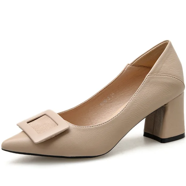 Modest / Simple Black Office OL Pumps 2020 6 cm Thick Heels Pointed Toe Pumps