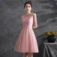 Chic / Beautiful Blushing Pink Sequins Cocktail Dresses Party Dresses 2021 A-Line / Princess Scoop Neck Sleeveless Sash Knee-Length Cocktail Party Formal Dresses