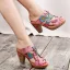 Chic / Beautiful Candy Pink Outdoor / Garden Leather Flower Womens Sandals 2020 8 cm Thick Heels Open / Peep Toe Sandals
